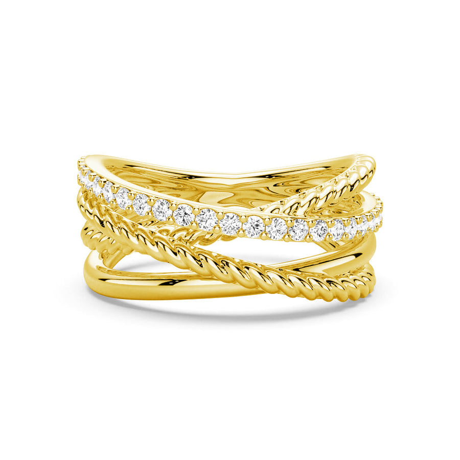 Round Cut Moissanite Diamond Wedding Band 14K Gold Ring