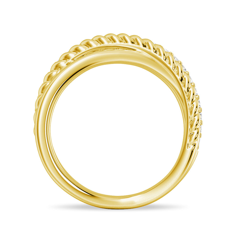 Round Cut Moissanite Diamond Wedding Band 14K Gold Ring