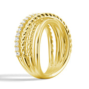 Round Cut Moissanite Diamond Wedding Band 14K Gold Ring
