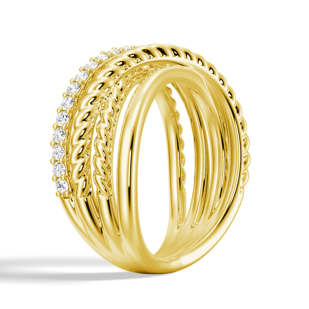 Round Cut Moissanite Diamond Wedding Band 14K Gold Ring