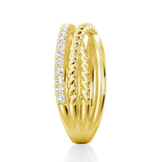 Round Cut Moissanite Diamond Wedding Band 14K Gold Ring