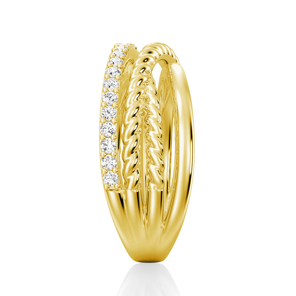 Round Cut Moissanite Diamond Wedding Band 14K Gold Ring