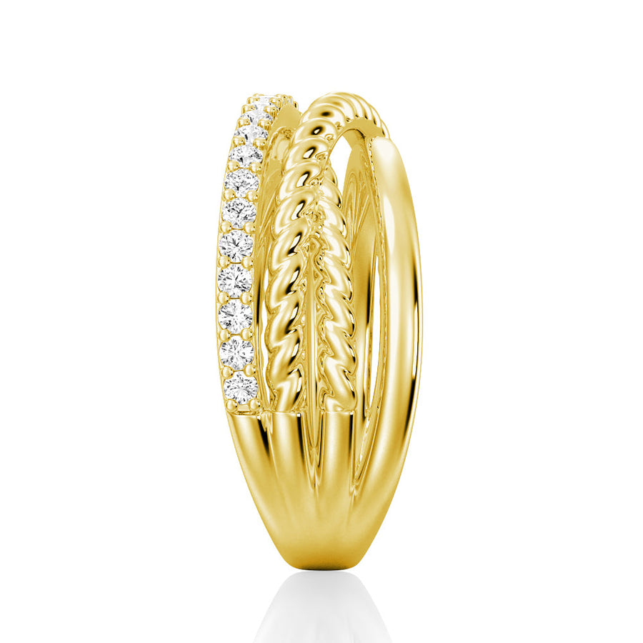 Round Cut Moissanite Diamond Wedding Band 14K Gold Ring