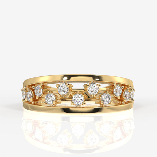 Floral Bliss Moissanite Diamond Sterling Silver Band