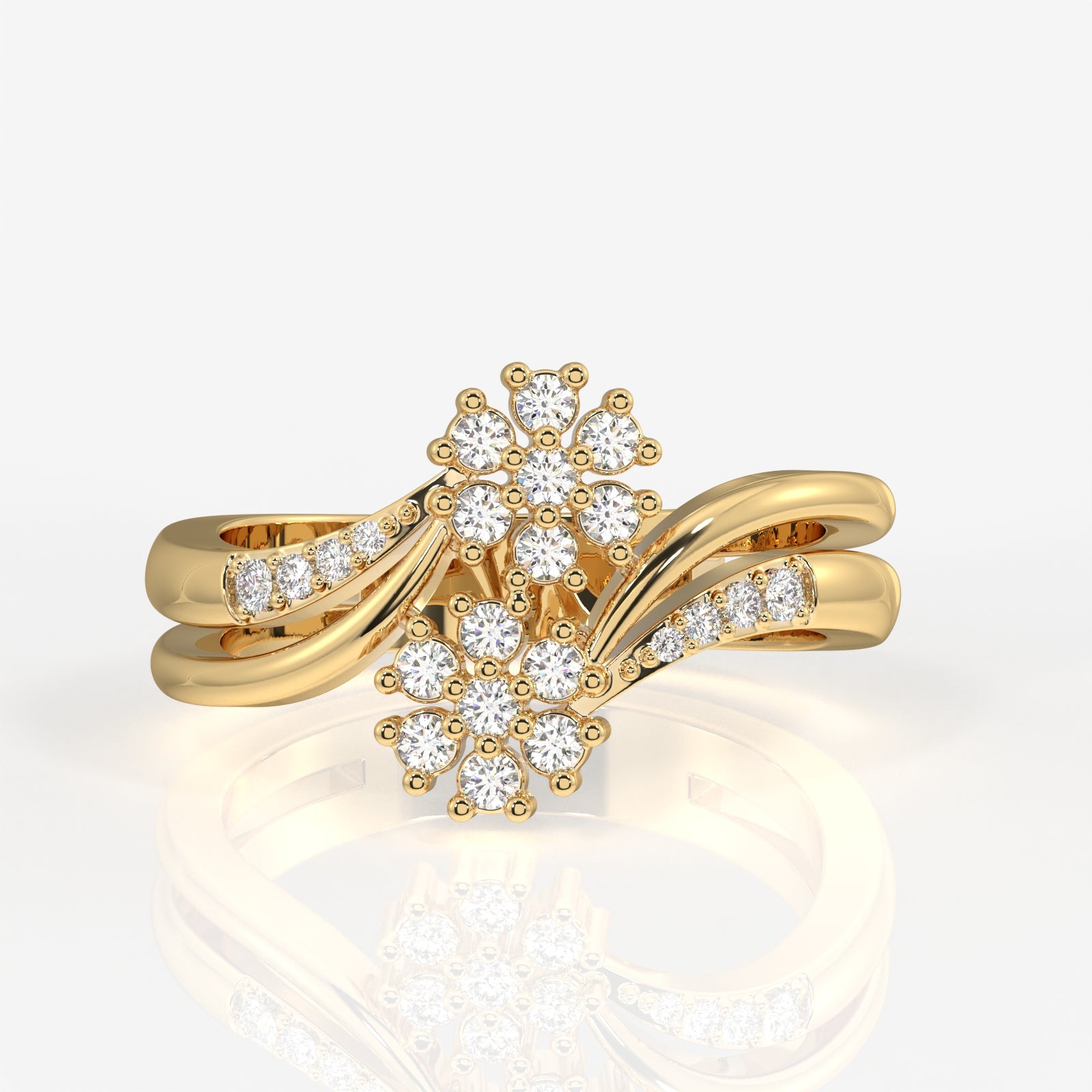 Floral Duo Lab Grown Diamond 18k Gold Ring