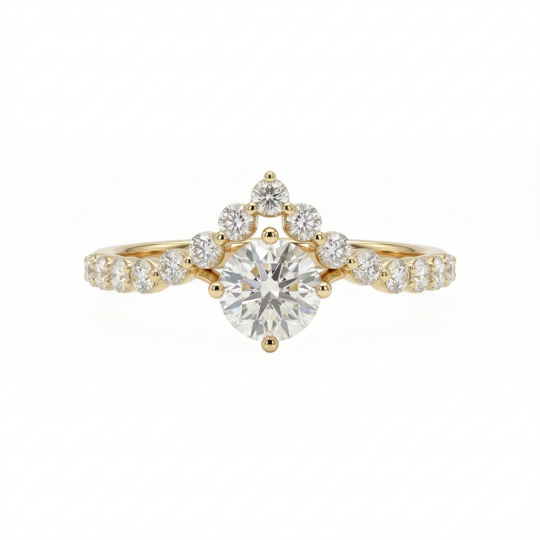 Round Cut Moissanite Diamond Sterling Silver Engagement Ring