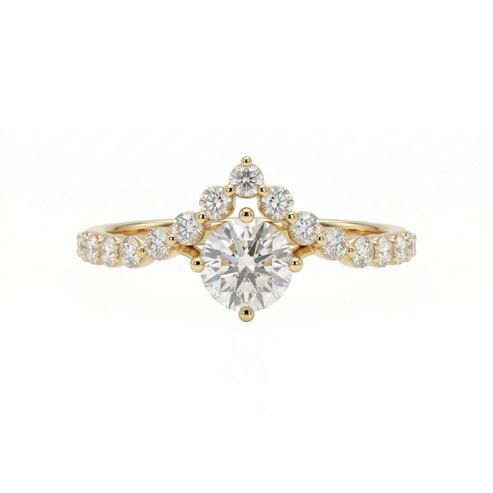 Round Cut Moissanite Diamond Sterling Silver Engagement Ring