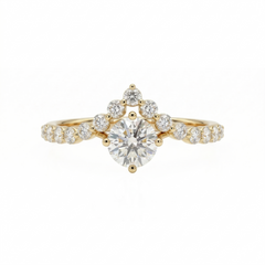 Round Cut Moissanite Diamond Sterling Silver Engagement Ring