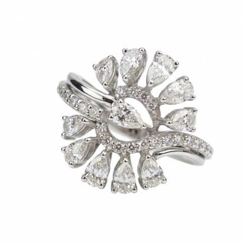 Pear Cut Moissanite Diamond 9K Gold Engagement Ring