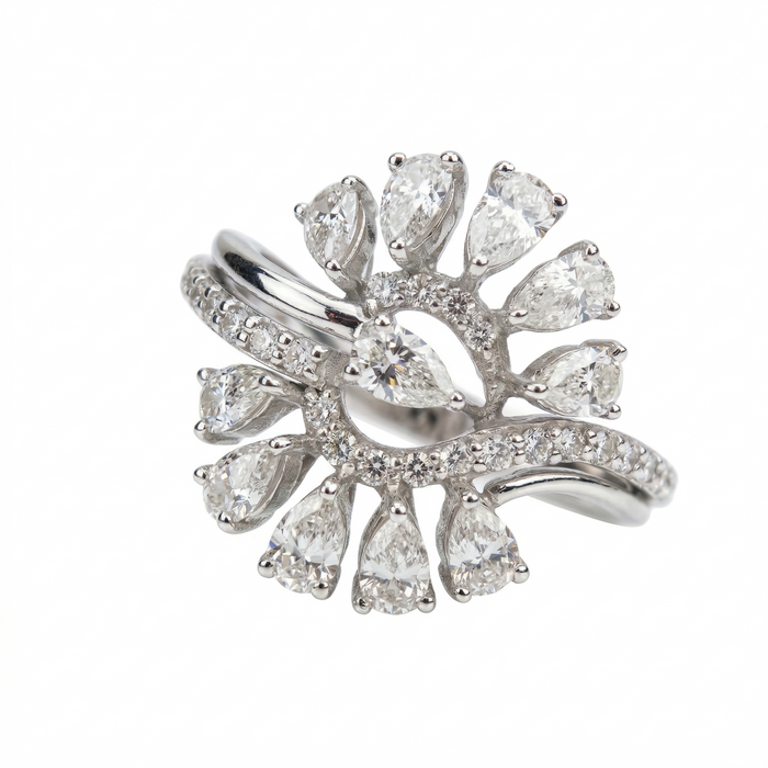 Pear Cut Lab Grown Diamond 9K Gold Engagement Ring