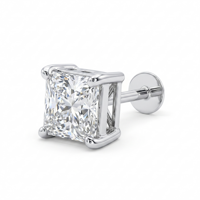 Princess Cut Lab Grown Diamond 14K Gold Single Ear Stud