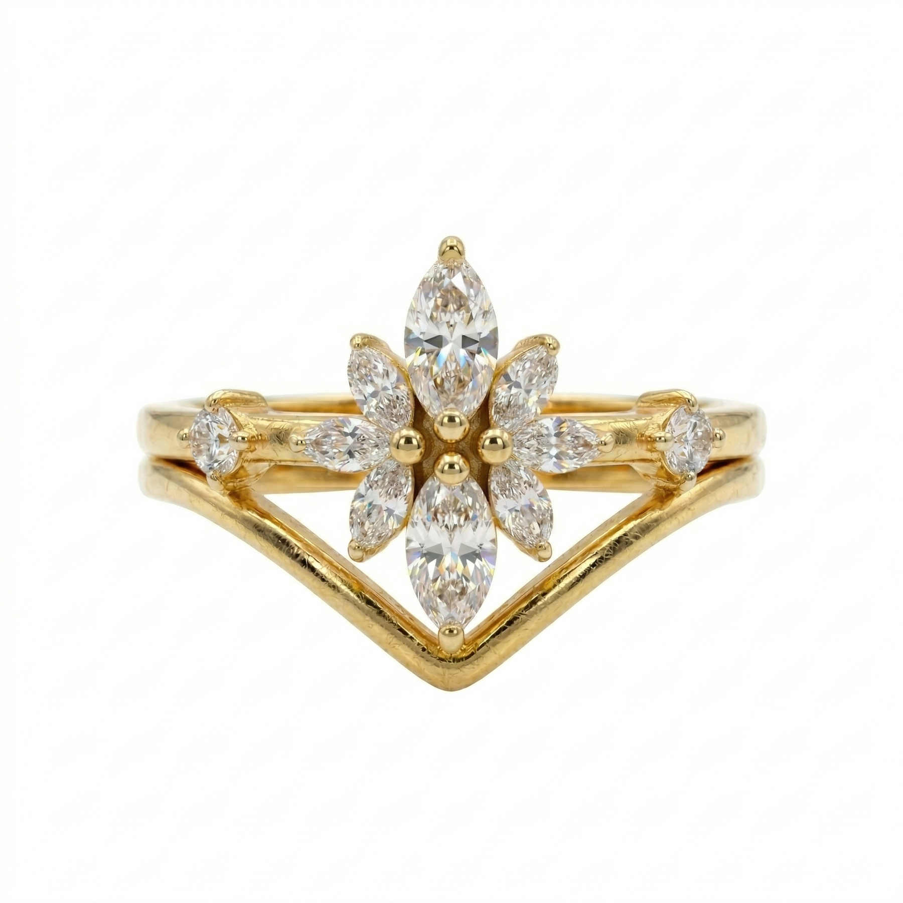 Marquise Cut Moissanite Diamond Sterling Silver Engagement Ring