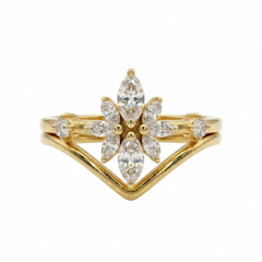 Marquise Cut Moissanite Diamond Sterling Silver Engagement Ring