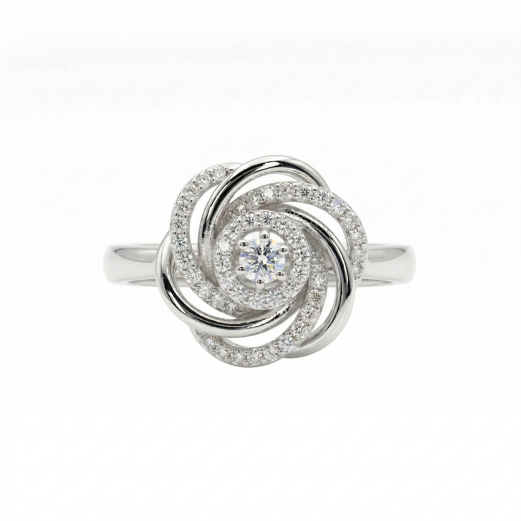 Round Moissanite Diamond Sterling Silver Engagement Ring