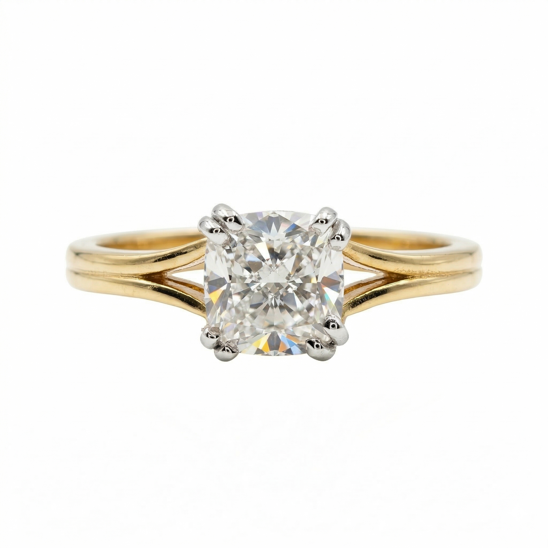 Cushion Cut Moissanite Diamond Sterling Silver Engagement Ring