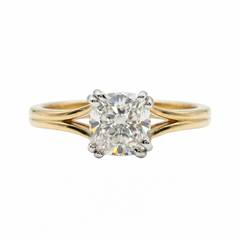 Cushion Cut Moissanite Diamond Sterling Silver Engagement Ring
