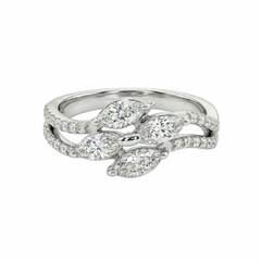Marquise Cut Moissanite Diamond Sterling Silver Engagement Ring