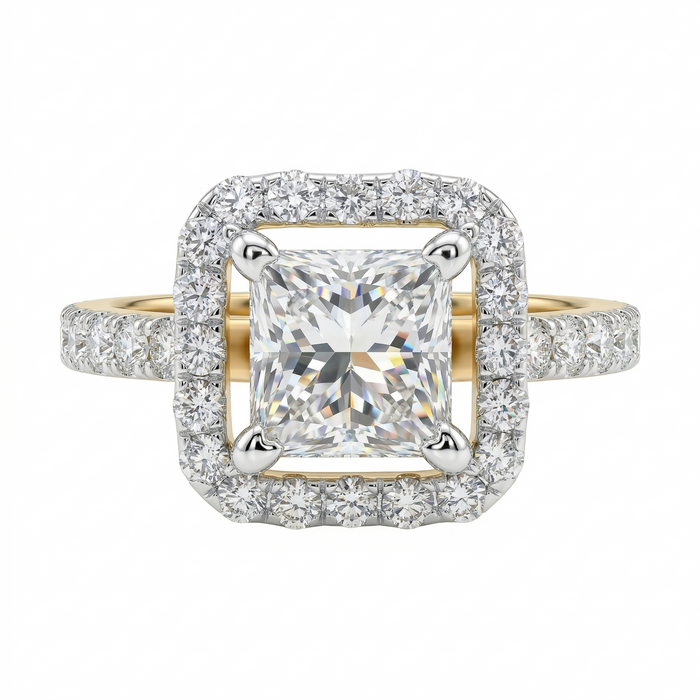 Princess Cut Moissanite Diamond Sterling Silver Engagement Ring