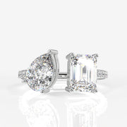 Get Emerald and Pear Cut Moissanite Diamond Toi Moi Sterling Silver Ring