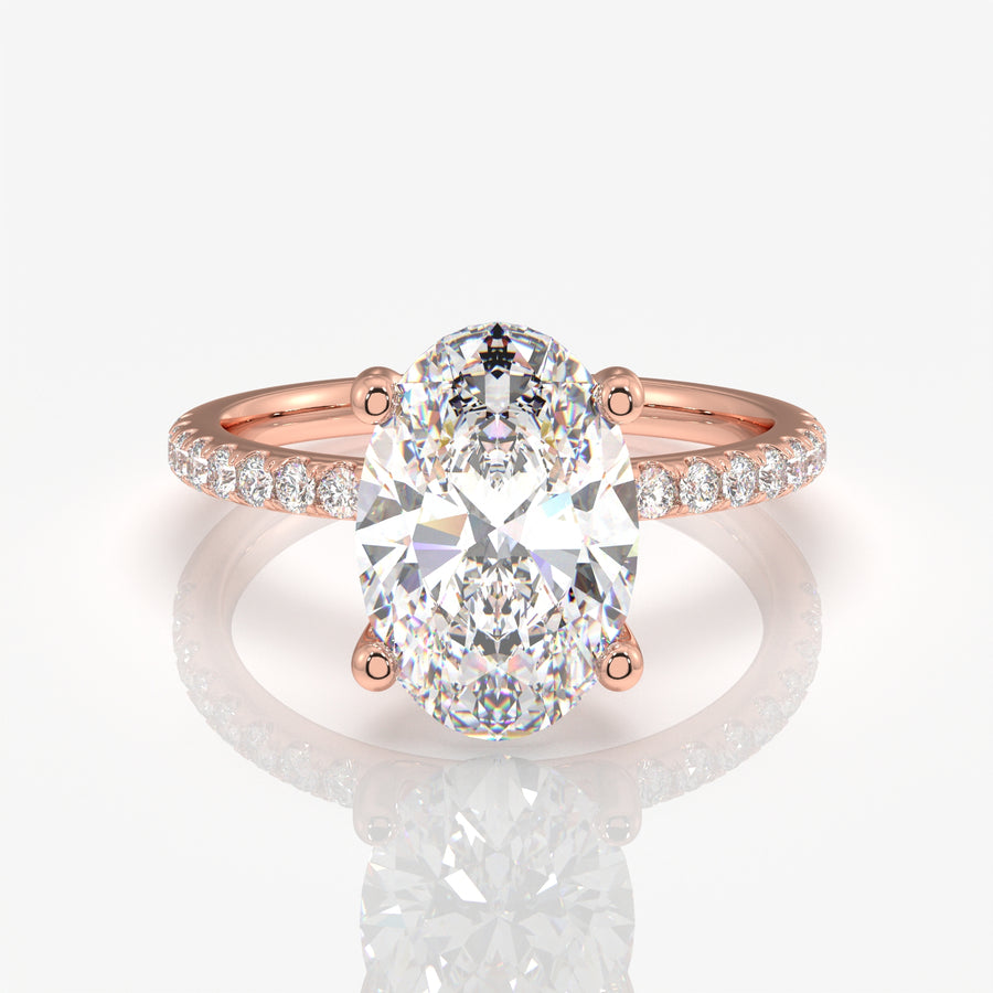 Get Oval Cut Moissanite Diamond Pave Sterling Silver Ring