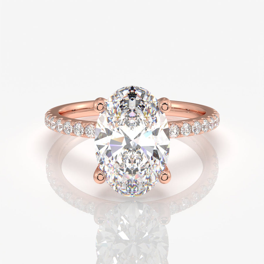 Get Oval Cut Moissanite Diamond Pave Sterling Silver Ring