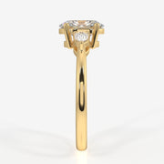 Get Oval and Pear Cut Moissanite Diamond Three Stone Sterling Silver Ring
