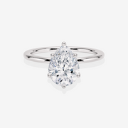 Get Pear Cut Moissanite Diamond Solitaire Engagement Sterling Silver Ring