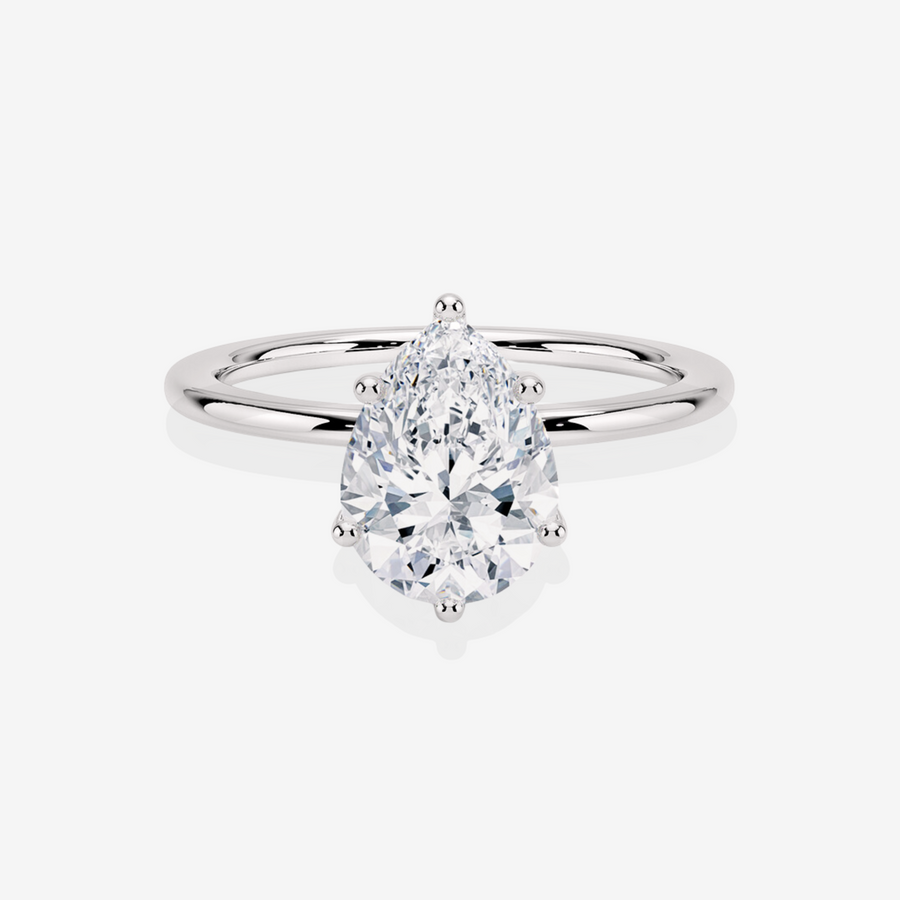 Get Pear Cut Moissanite Diamond Solitaire Engagement Sterling Silver Ring
