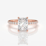 Get Radiant Cut Moissanite Diamond Pave Sterling Silver Ring