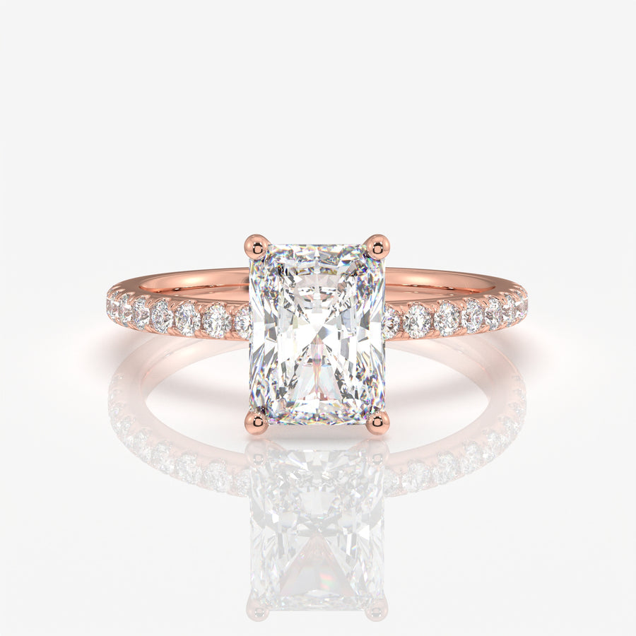 Get Radiant Cut Moissanite Diamond Pave Sterling Silver Ring