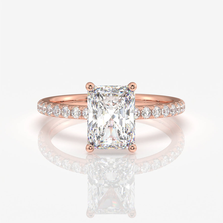 Get Radiant Cut Moissanite Diamond Pave Sterling Silver Ring