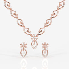 Get Women's Round Cut Moissanite Diamond Sterling Silver Necklace & Earrings
