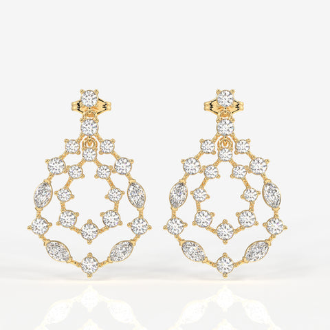 Golden Vine Lab Grown Drop 14k Gold Earrings