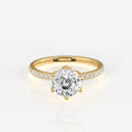 Portuguese Cut Tulip Six Prong Moissanite Diamond Pave 18K Gold Ring