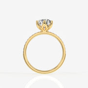 Portuguese Cut Tulip Six Prong Moissanite Diamond Pave 18K Gold Ring