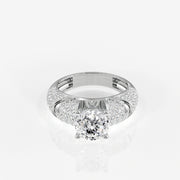 Portuguese Cut Moissanite Diamond Cocktail Sterling Silver Rings
