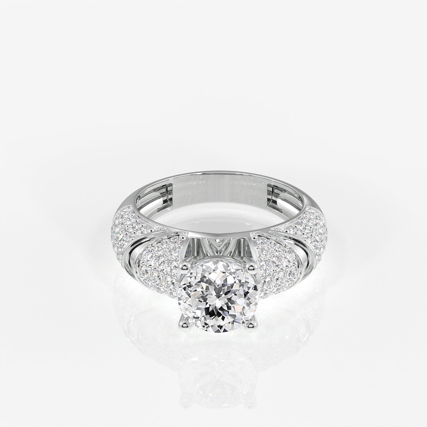Portuguese Cut Moissanite Diamond Cocktail Sterling Silver Rings