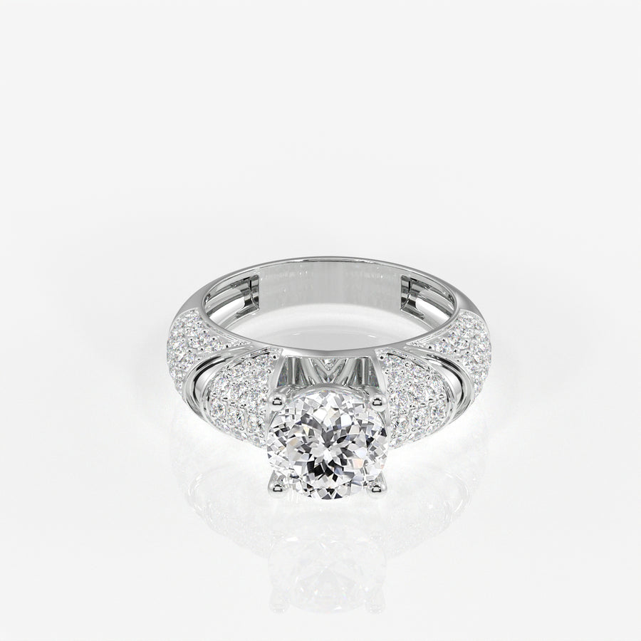 Portuguese Cut Moissanite Diamond Cocktail 14k Gold Rings