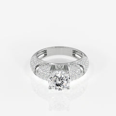 Portuguese Cut Moissanite Diamond Cocktail Sterling Silver Rings