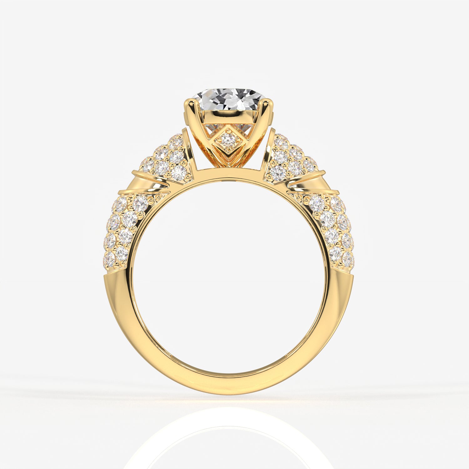 Portuguese Cut Moissanite Diamond Cocktail 14k Gold Rings