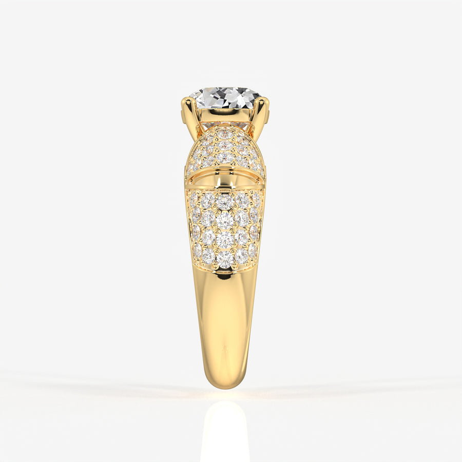 Portuguese Cut Moissanite Diamond Cocktail Sterling Silver Rings