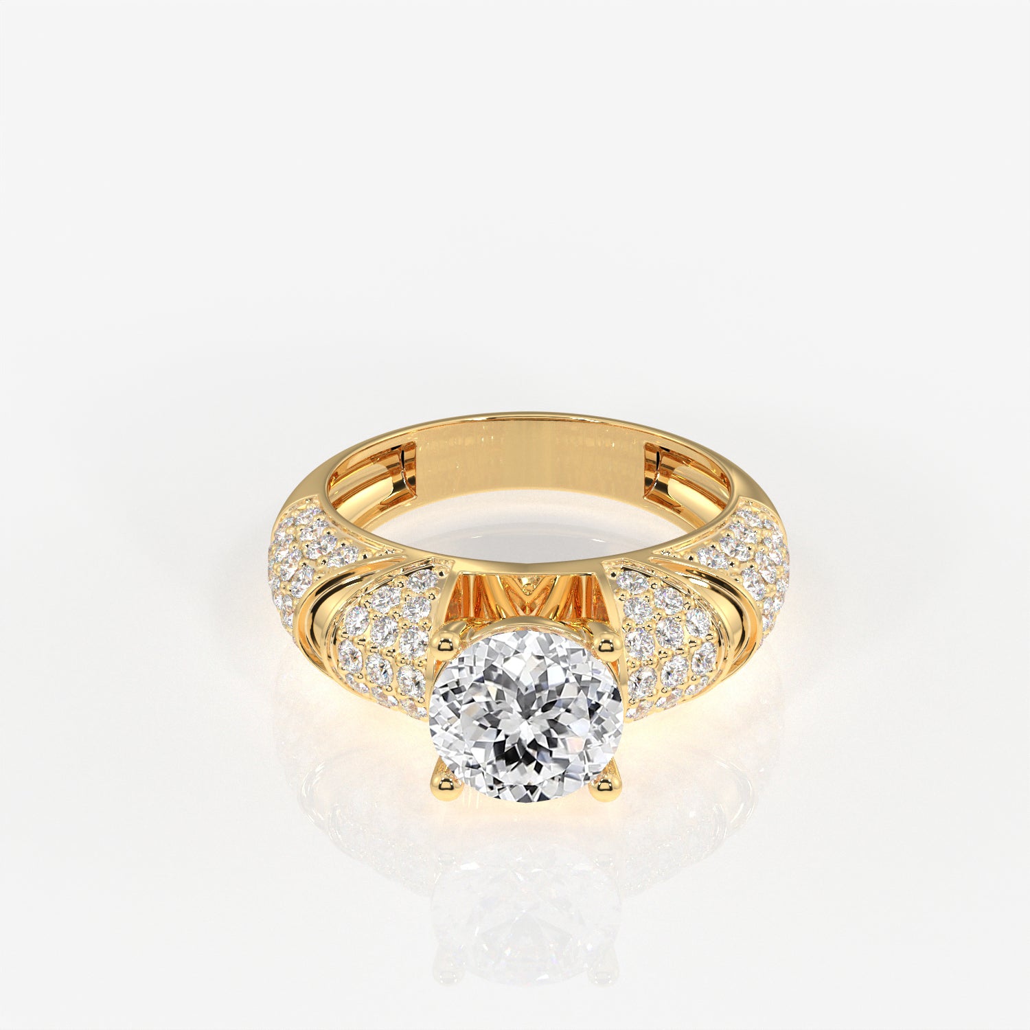 Portuguese Cut Moissanite Diamond Cocktail 14k Gold Rings