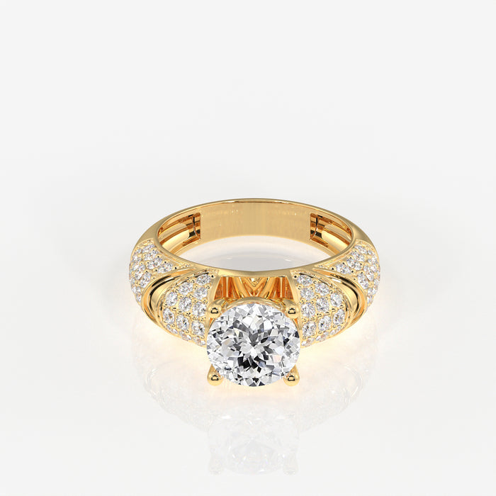 Portuguese Cut Lab Grown Diamond Cocktail 14k Gold Rings