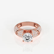 Portuguese Cut Moissanite Diamond Cocktail 18k Gold Rings