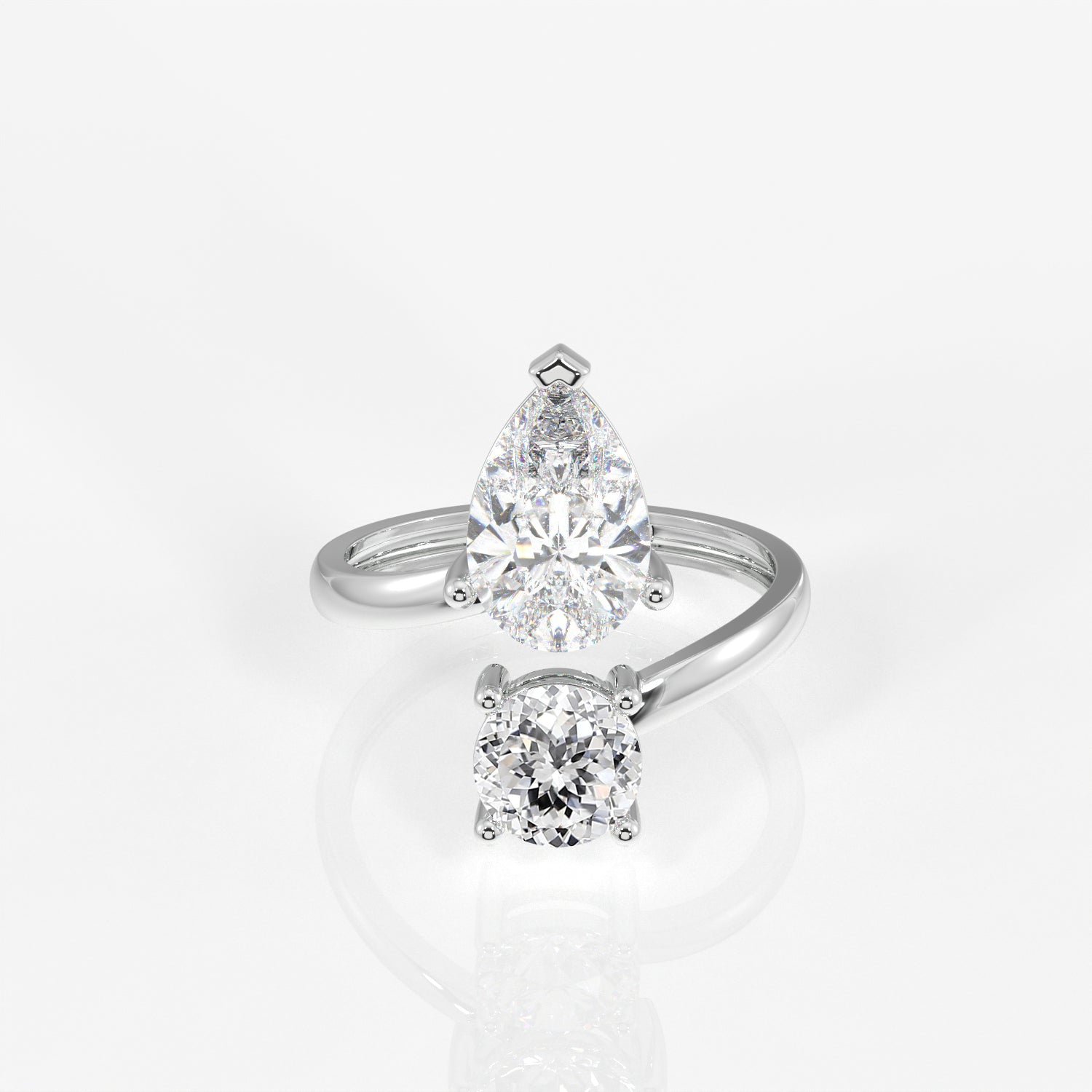 Portuguese Cut Lab Grown Diamond Toi - Et -Moi 9K Gold Ring