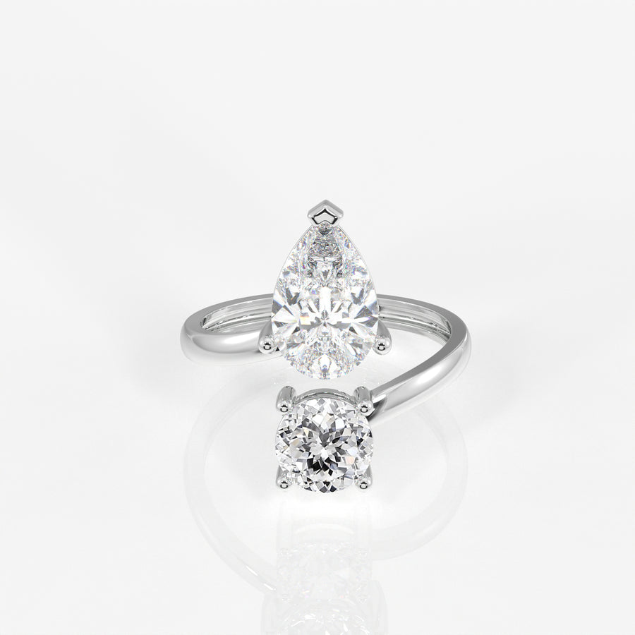 Portuguese Cut Lab Grown Diamond Toi - Et -Moi 9K Gold Ring
