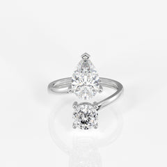 Portuguese Cut Moissanite Diamond Toi Moi Sterling Silver Ring