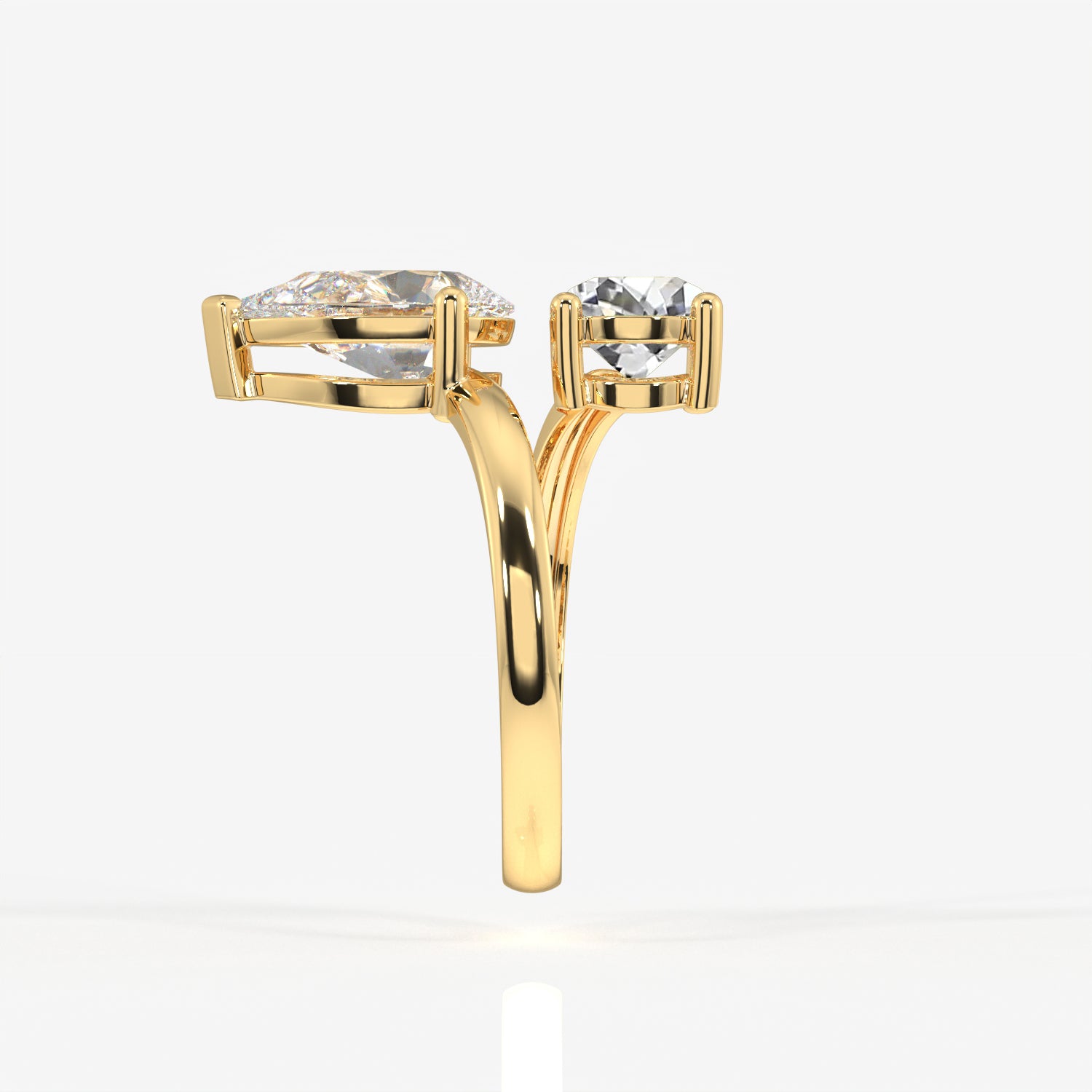 Portuguese Cut Lab Grown Diamond Toi - Et -Moi 9K Gold Ring