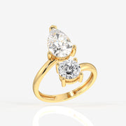 Portuguese Cut Lab Grown Diamond Toi - Et -Moi 9K Gold Ring