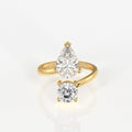 Portuguese Cut Moissanite Diamond Toi -  Et - Moi Sterling Silver Ring